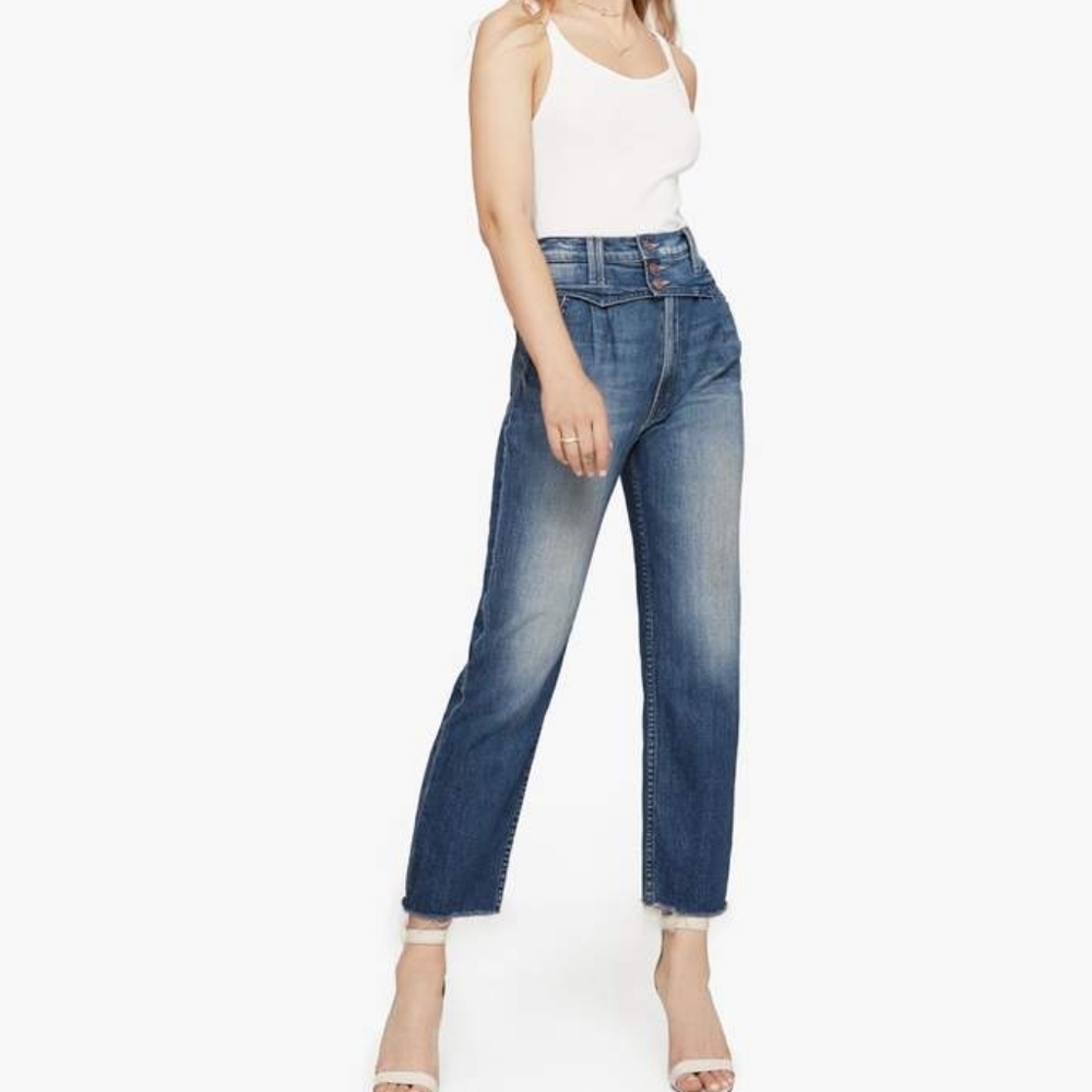 MOTHER Shady Pleated Ankle Jeans in Narrow Escape size 27 NWT